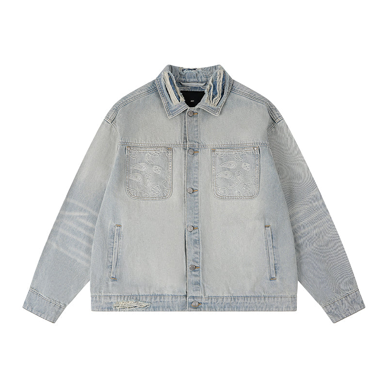 1807× LABT Paisley Pattern Wash Denim Jacket