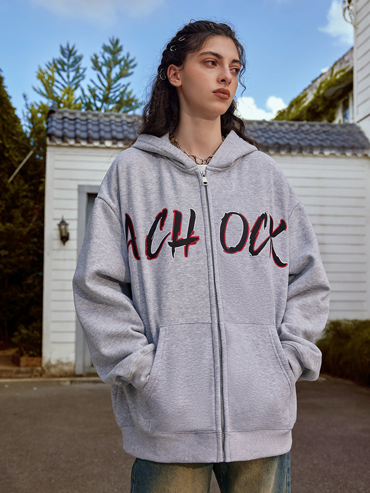 Achock Embroidery Logo Zipper Hoodie