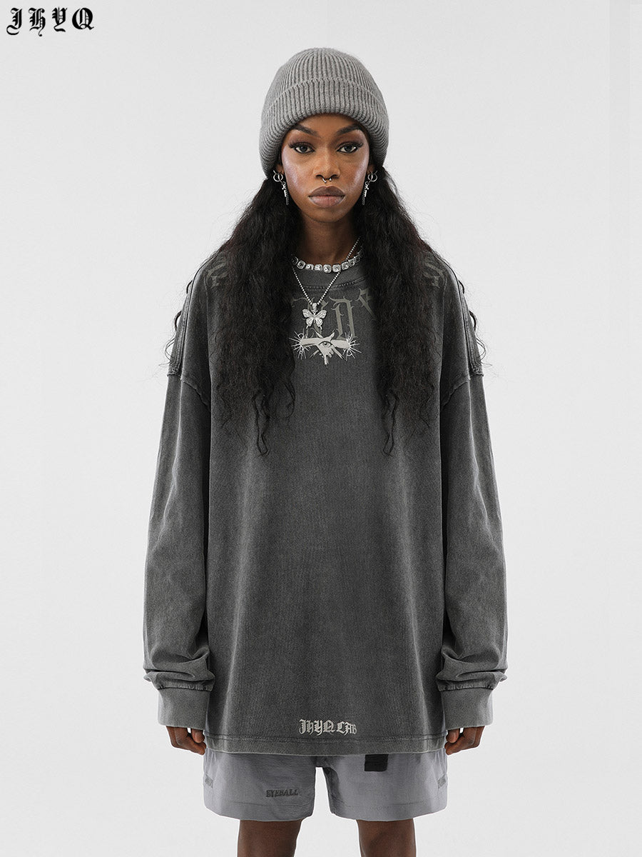 JHYQ Washed Old Long Sleeved Tee
