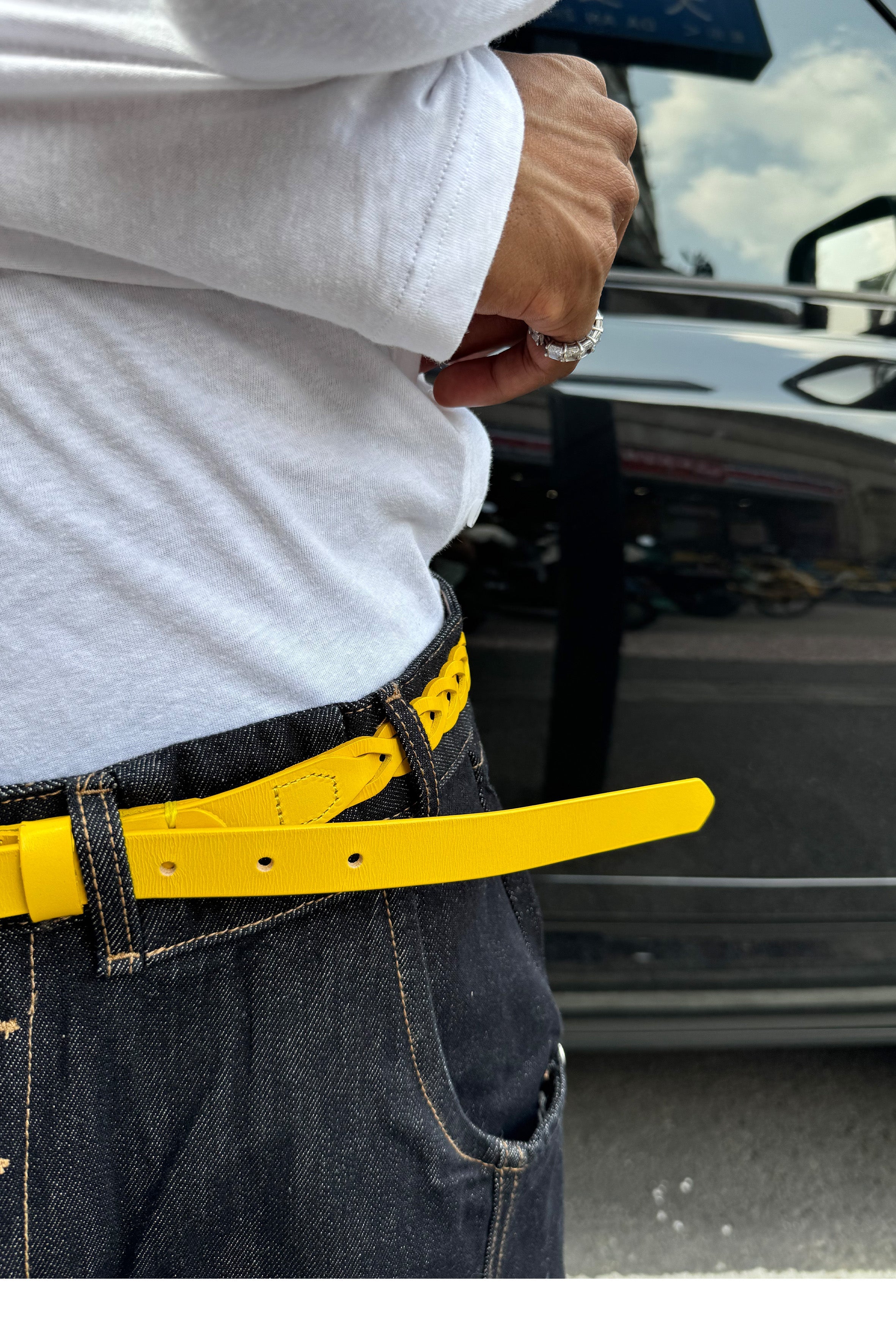 STEEPC Leather Braided Metal Buckle Belt