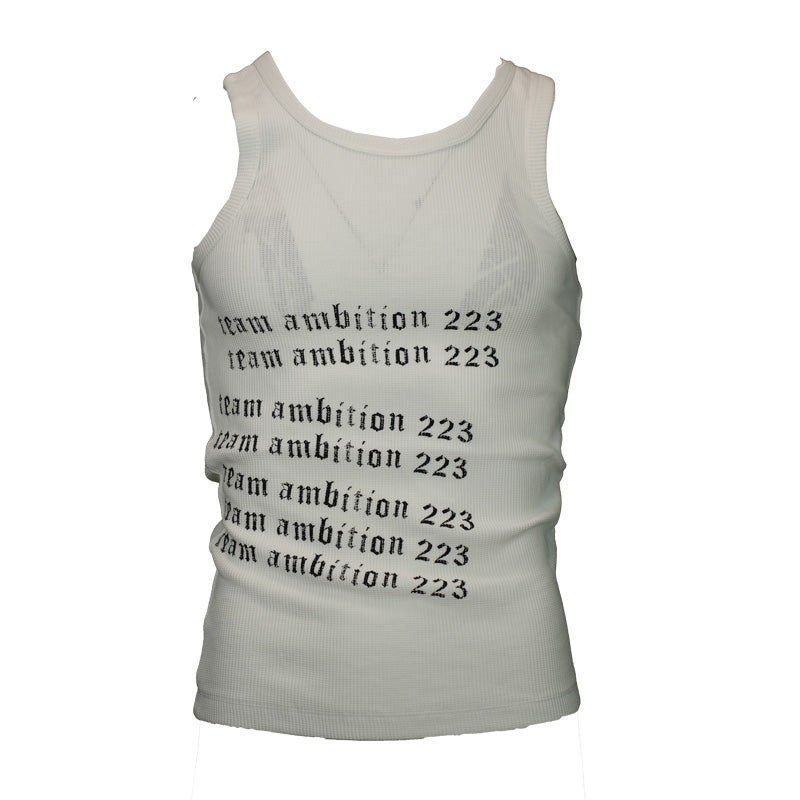 TGFCLUB 223 Print Stretch Waffle Tank Top