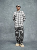 1807 Plaid Distressed Long Sleeve Shirt