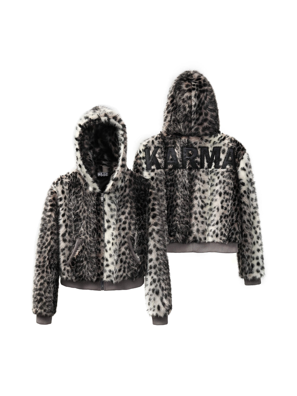 KARMANISTIC Leopard Fur Hooded Jacket