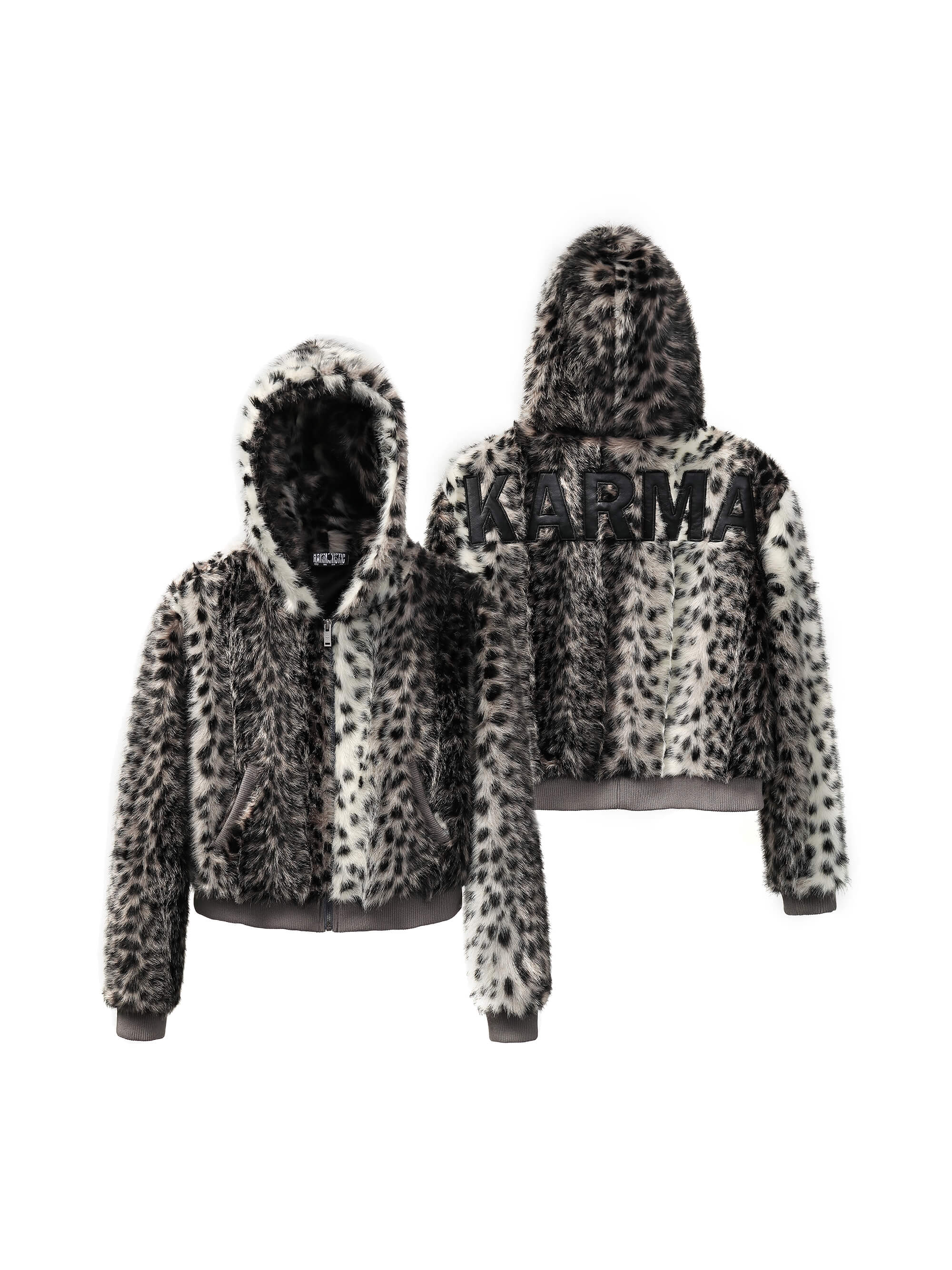 KARMANISTIC Leopard Fur Hooded Jacket
