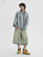 JHYQ Contrast Striped Long Sleeved Polo