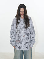 BLIND NO PLAN Graffiti Digital Print Long Sleeve Shirt