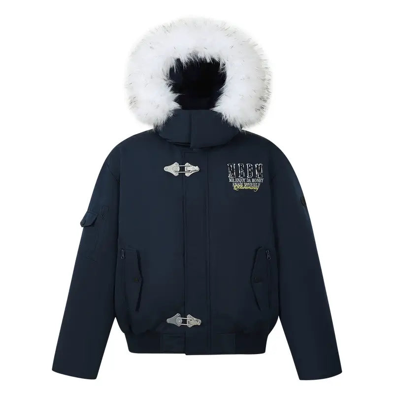 MEDM Detachable Fur Metal Snaps Down Jacket