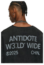 ANTIDOTE Striped Texture Washed Ink Splash Knit Sweater