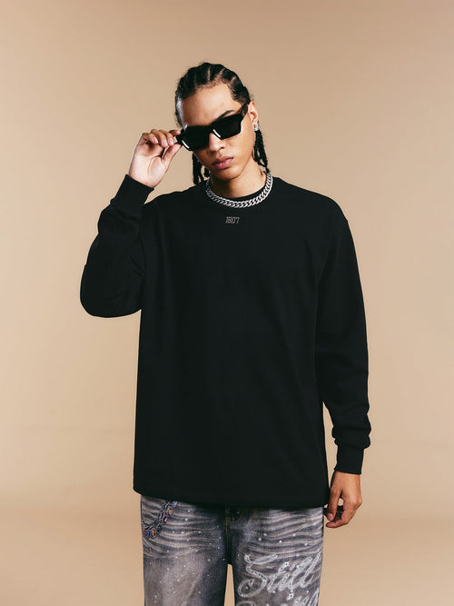 1807 Crystal Rhinestone Logo Long Sleeve Tee