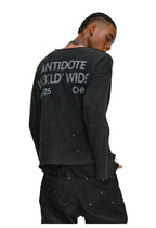 ANTIDOTE Striped Texture Washed Ink Splash Knit Sweater
