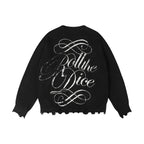 1807 ROLLTHEDICE Vintage Printed Distressed Knit Sweater