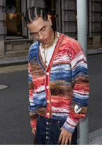 STEEPC Multicolor Gradient Heart Patch Knit Cardigan