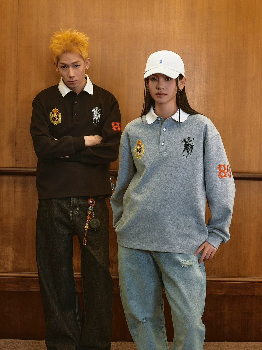 Harsh and Cruel Vintage Embroidered Long Sleeve Polo