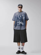 F2CE Black Washed Distressed Baggy Shorts