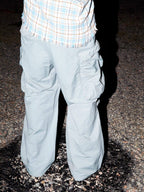 LIBERAFIT Dyed Nylon Pleated Flap Pocket Baggy Cargo Pants