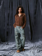 1807 Digital Denim Print Baggy Jeans