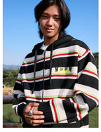 MEDM Colorful Stripes Zip-Up Knit Hoodie
