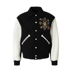 YADcrew Colorful Gemstone Cross Varsity Jacket