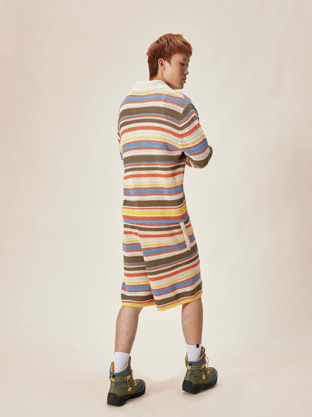 EVILKNIGHT(EK) Multicolor Striped Knit Shorts