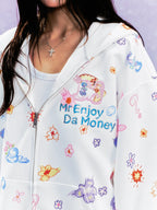 MEDM Graffiti Flower Full Print Zip Up Hoodie