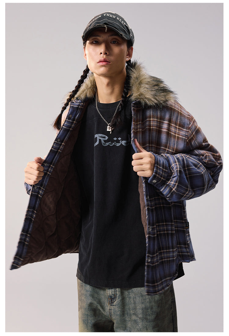 Remedy Gradient Plaid Quilted Lined Shirt Jacket