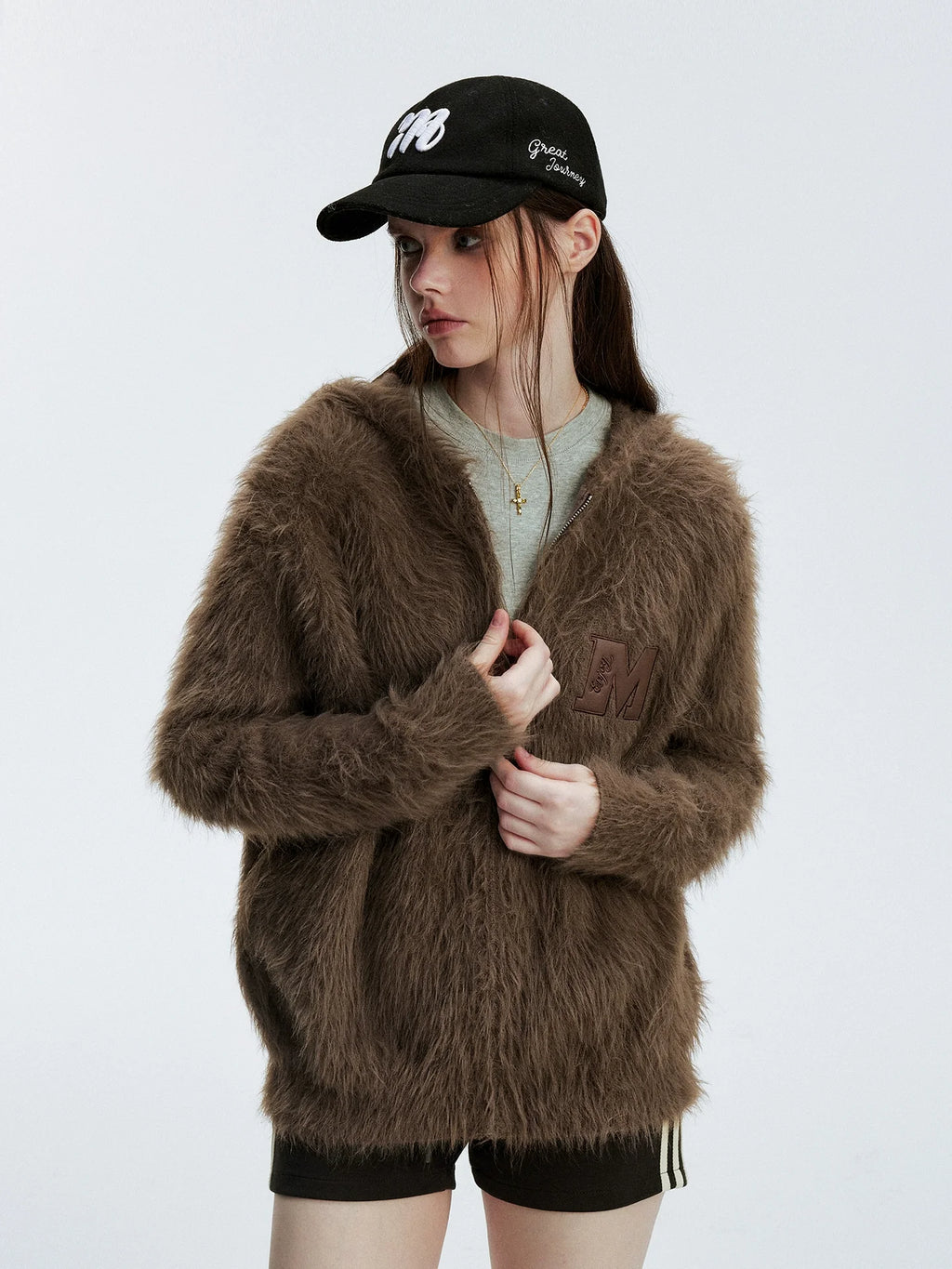 MEDM Mohair Hooded Zip Up Jacket