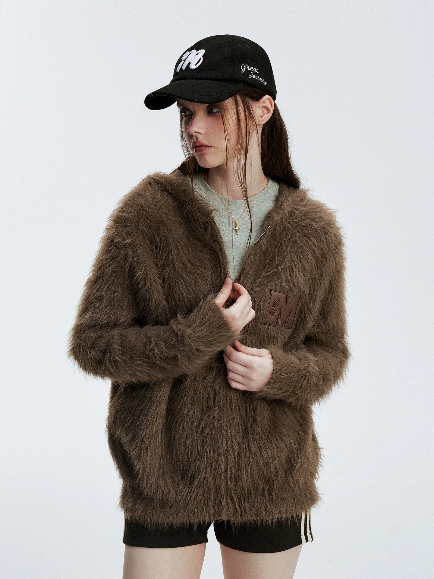 MEDM Mohair Hooded Zip Up Jacket
