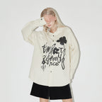 EMPTY REFERENCE Ink Graffiti Flower Print Long Sleeved Shirt