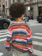 STEEPC Multicolor Gradient Heart Patch Knit Cardigan