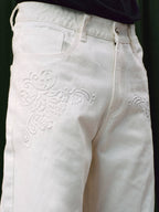 YADcrew 3D Embossed White Distressed Jeans