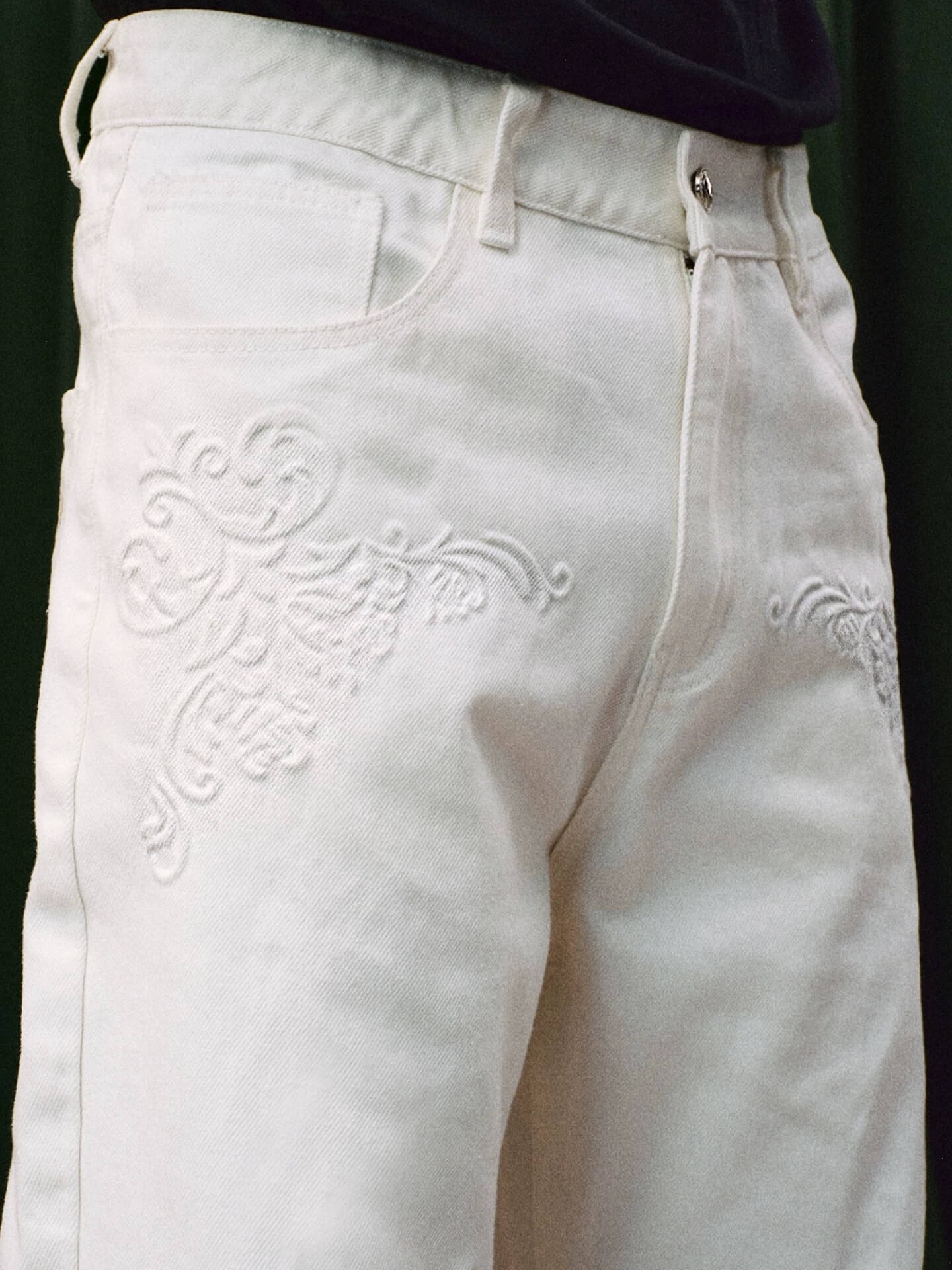 YADcrew 3D Embossed White Distressed Jeans