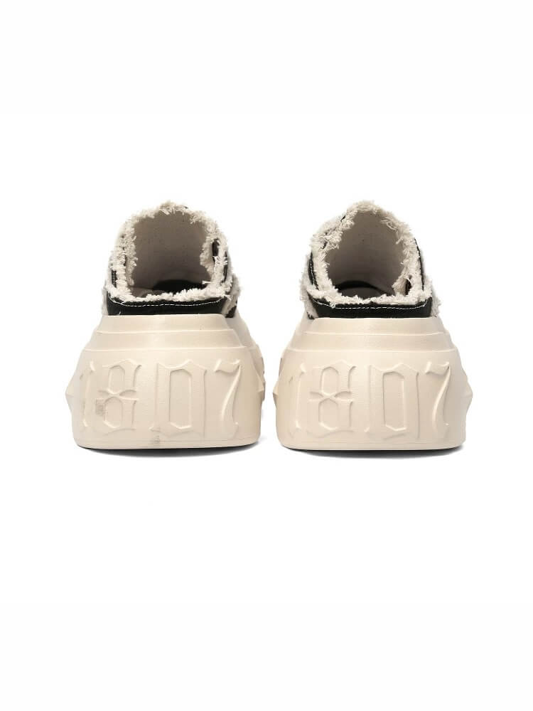 1807 INF-008 Gothic Lace Up Canvas Chunky Half Sneakers