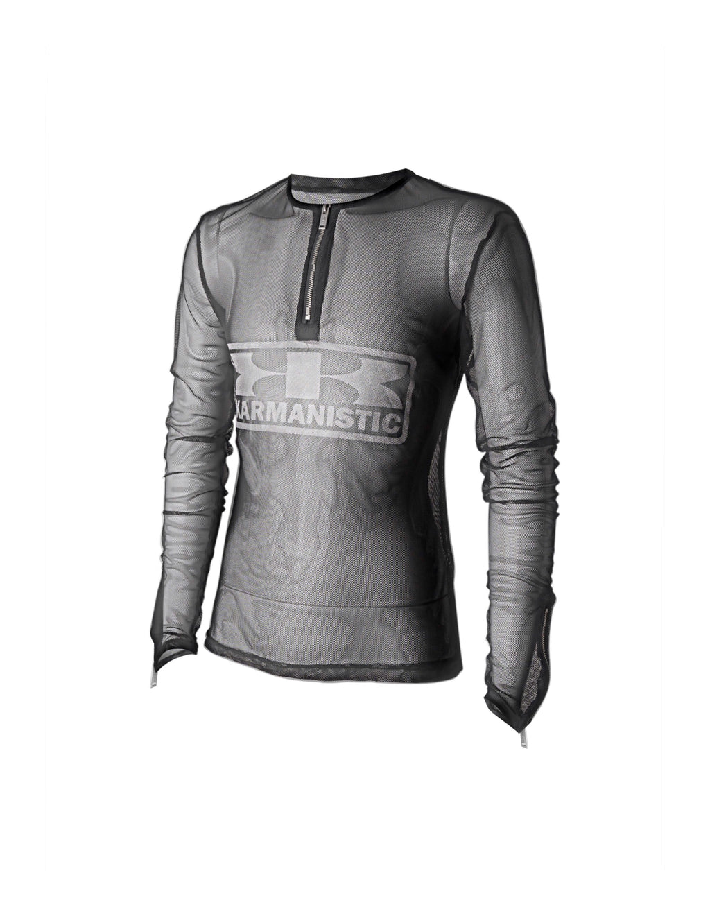 KARMANISTIC Mesh Half Zip Long Sleeve Tee