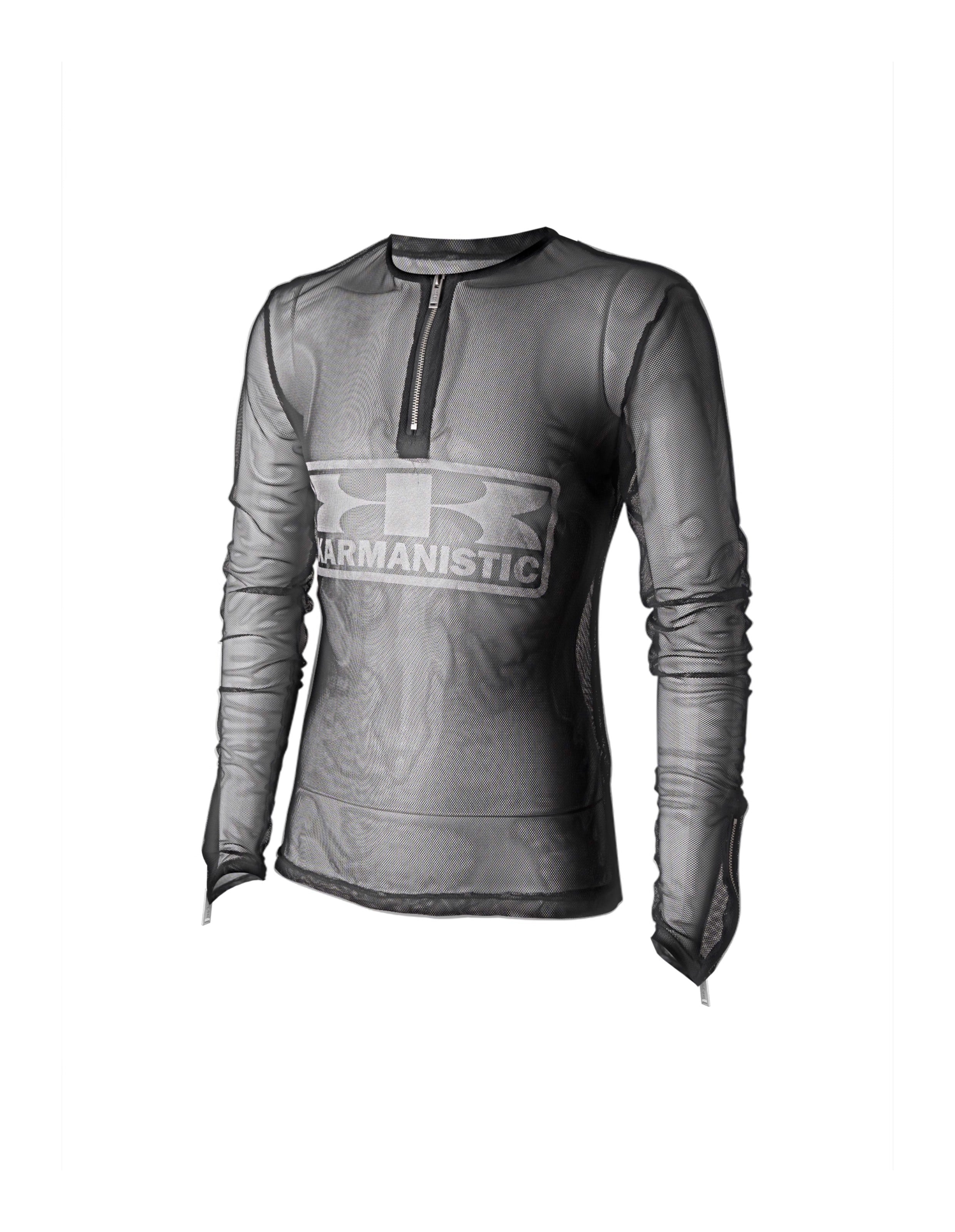 KARMANISTIC Mesh Half Zip Long Sleeve Tee