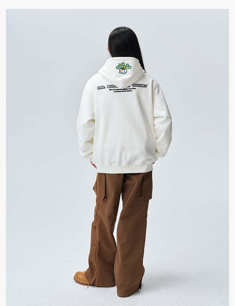MEDM Blooming Star Embroidered Zip-Up Hoodie
