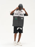 Harsh and Cruel Color Blocking Handwritten Lapel F1 Racing Suit Shirt