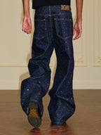 YADcrew All Over Starry Rhinestone Loose Fit Jeans