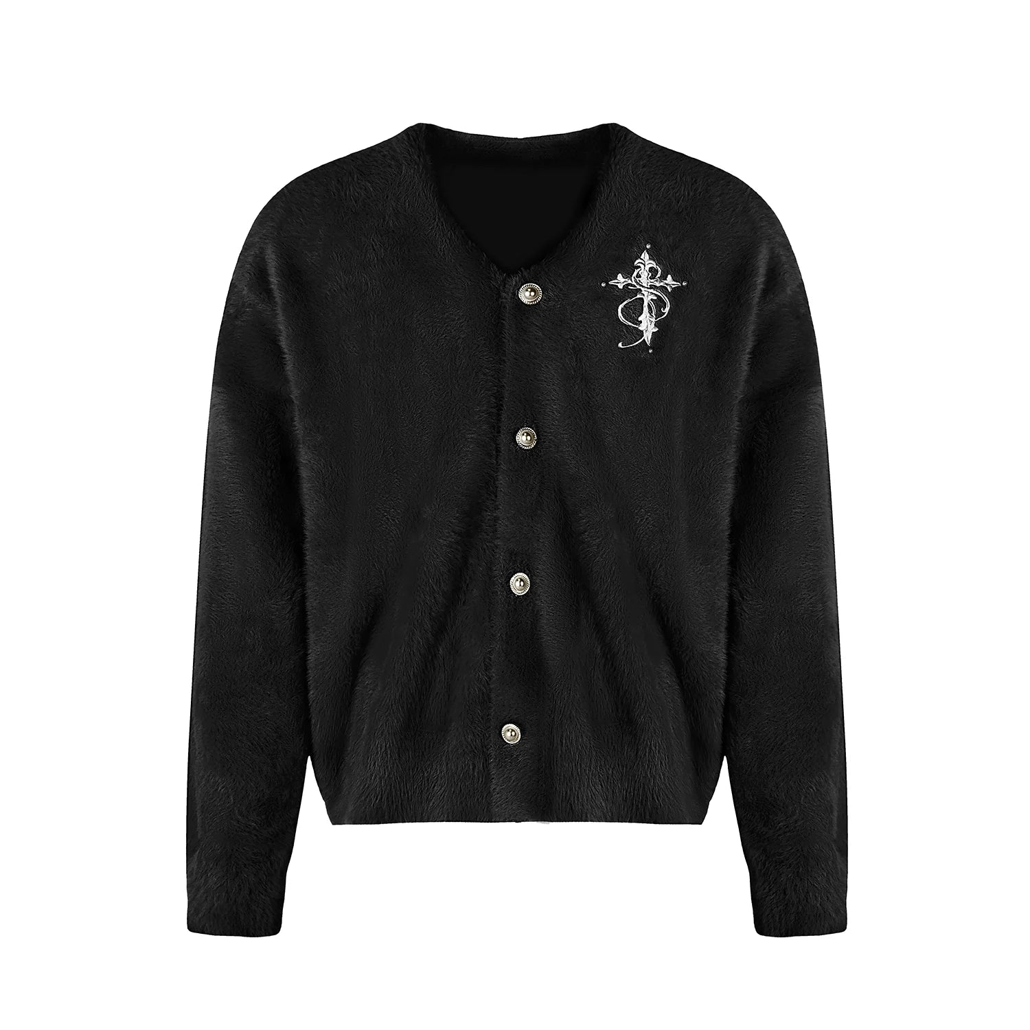 Small Town Kid Imitation Mink Pearl Button Knit Cardigan