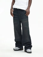 UNTILWERICH Vintage Whiskered Washed Distressed Jeans