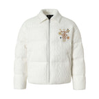 YADcrew x MEDM Cable Knit Pearl Embroidered Puffer Jacket