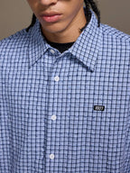 1807 Small Logo Plaid Perforated Long Sleeve Shirt