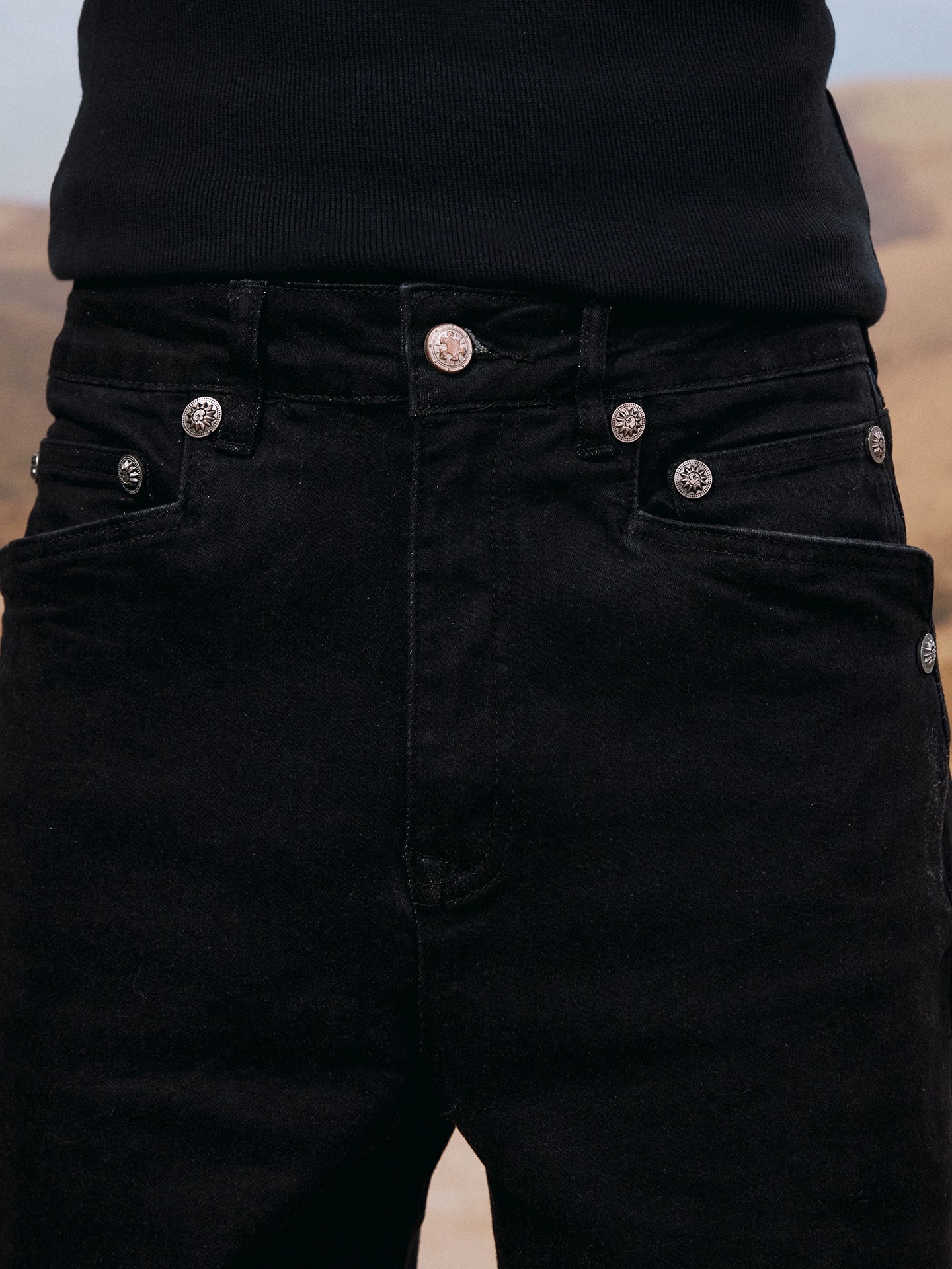 YADcrew Basic Stretch Rivet Flared Jeans