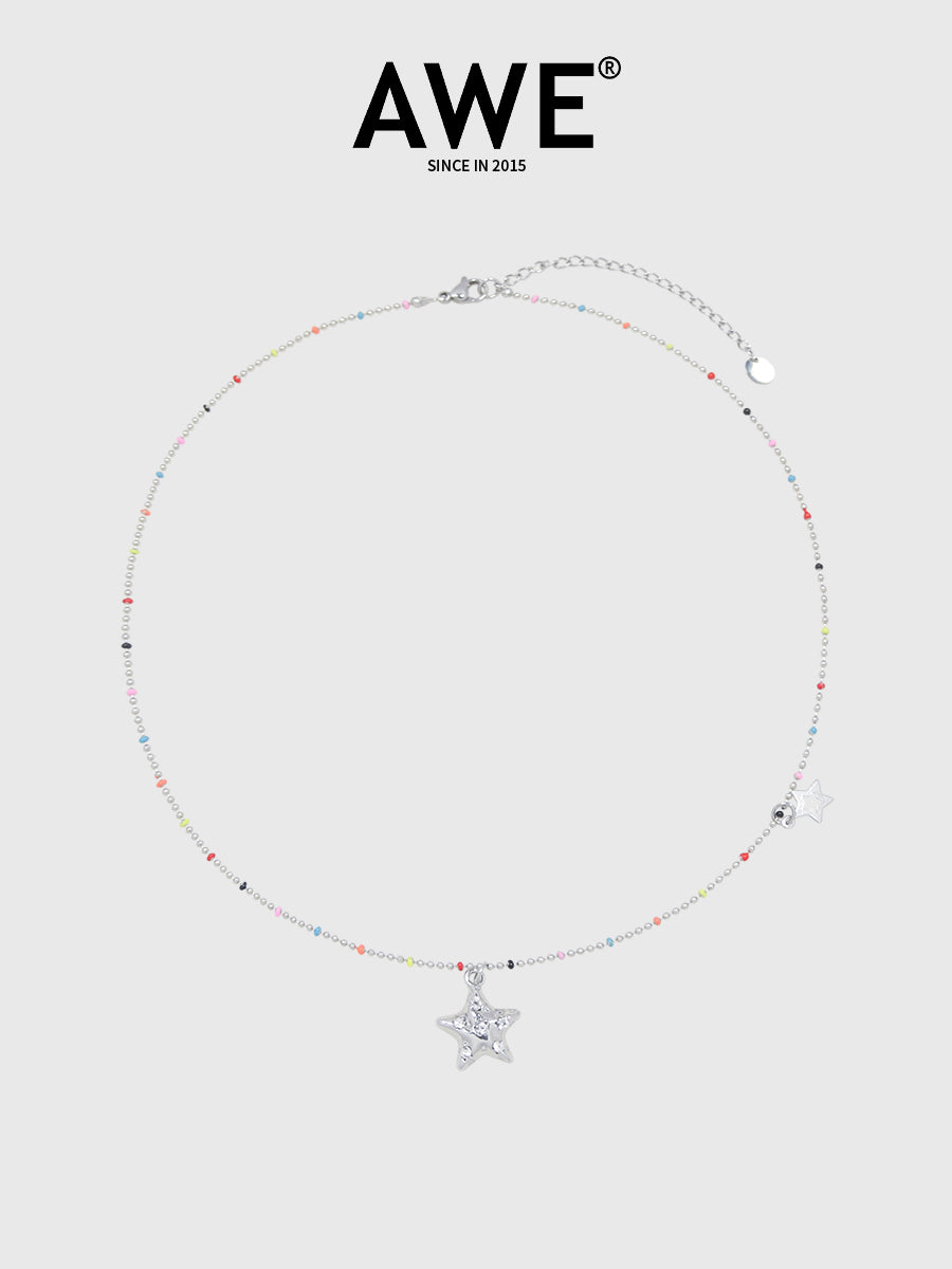 AWE Stars Charm Rainbow Beans Chain Necklace