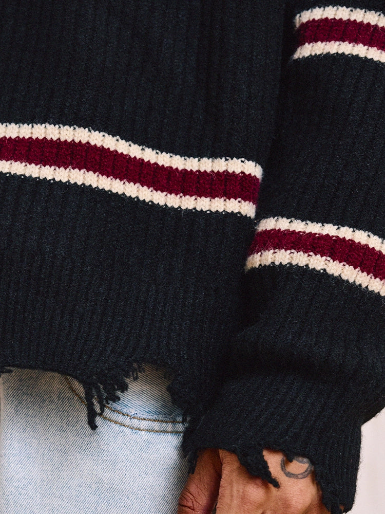 Remedy Striped Distressed Knit Sweater