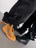KARMANISTIC Nubuck Leather Embroidered Work Boots