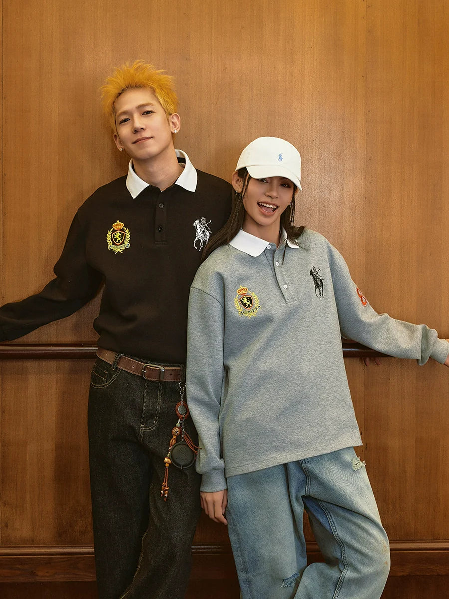 Harsh and Cruel Vintage Embroidered Long Sleeve Polo