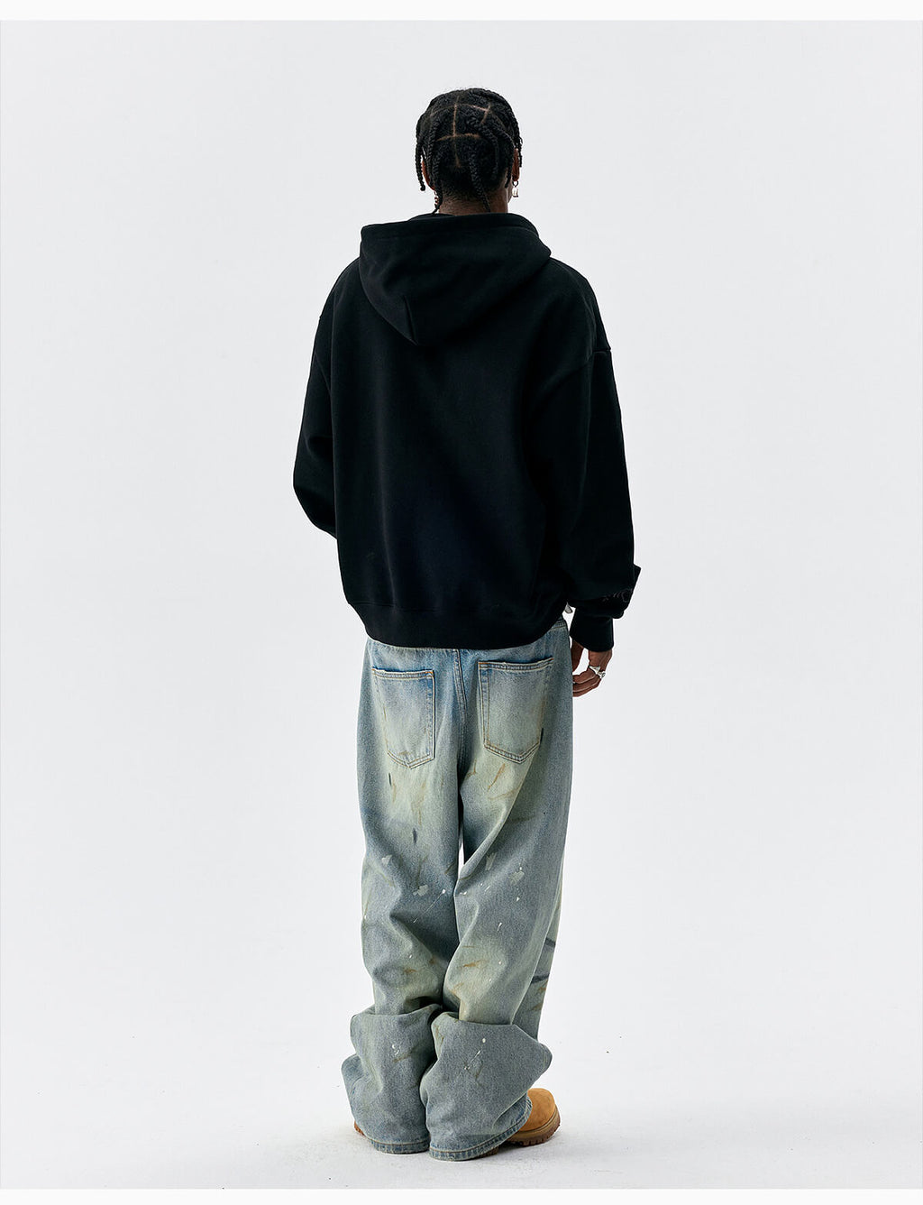 MEDM Flower Embroidered Zip Up Hoodie