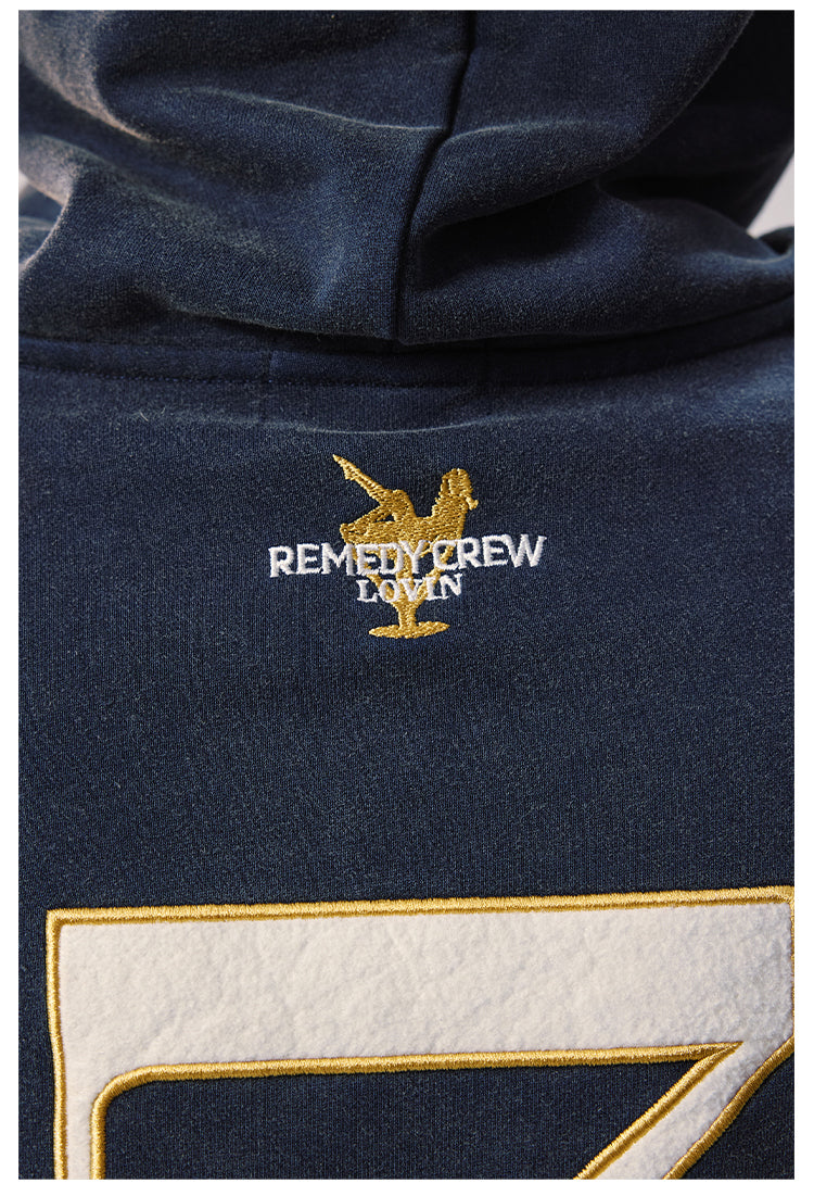 Remedy Washed Patch Embroidered Zip Up Hoodie