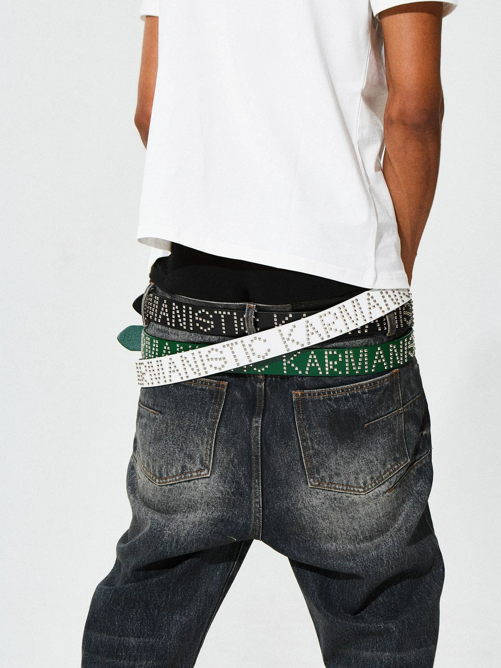 KARMANISTIC Punk Studded Logo Belt
