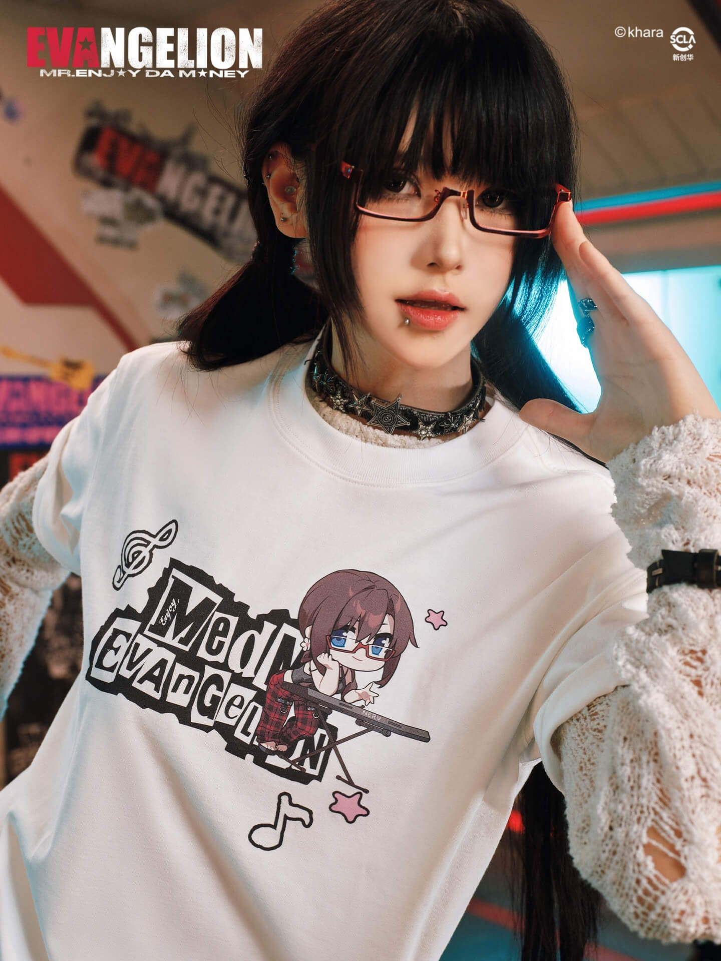 MEDM x EVA NEVER END Cute Character Music Note Graphic Tee